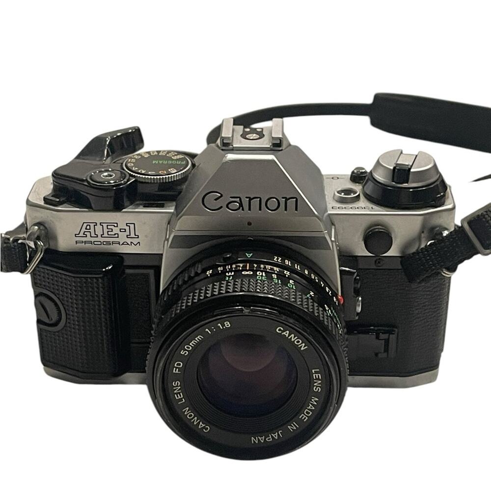 Canon AE-1 Program Silver and Black Camera
